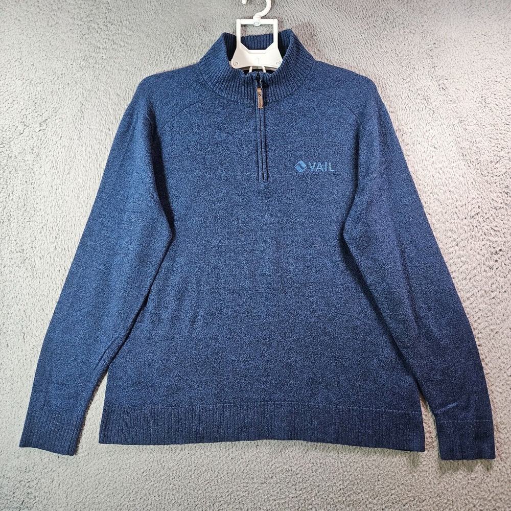 Smartwool Sweater Men XL 1/4 Zip Pullover Wool Blend‎ Blue